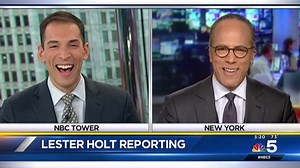 Like father, like son: Lester Holt and his son Stefan Holt, an anchor for NBC Chicago, share a sweet on-air moment together http://nbcnews.to/1MHalrW | NBC Nightly News with Tom Llamas