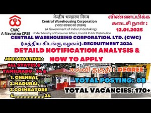 Central Warehousing Corporation (CWC) Recruitment2024 | Detailed Notification Out | How to Apply