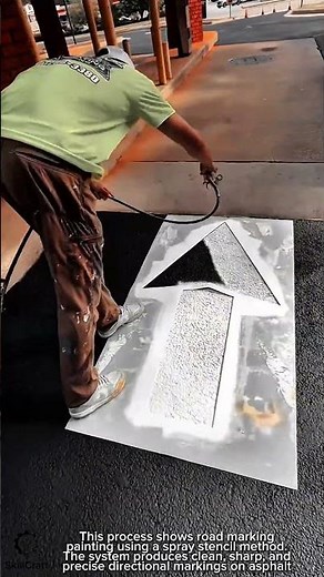 Road Marking Painting Work Tool Using Spray Stencil Method #worktool