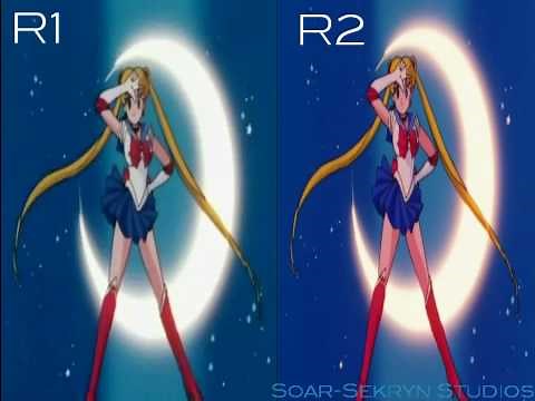 Sailor Moon R1/R2 Region + Transform Comparison (Moon Prism Power)