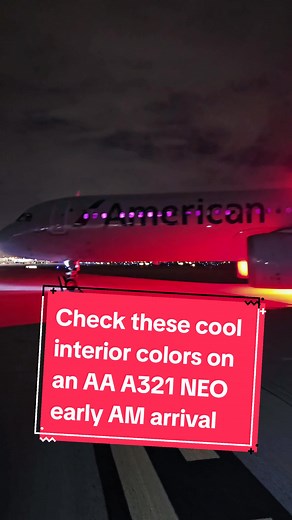 An AA Airbus A321 NEO showing us her pretty interior colors after arriving early from Maui! Anyone else flown on one of these and seen this from the inside? #airbus321 #airbus321neo #a321 #a321neo #planespotting #aviationdaily #airbuslovers #avgeek #aviators #aircraft #ramper #rampagent #aviationtiktok