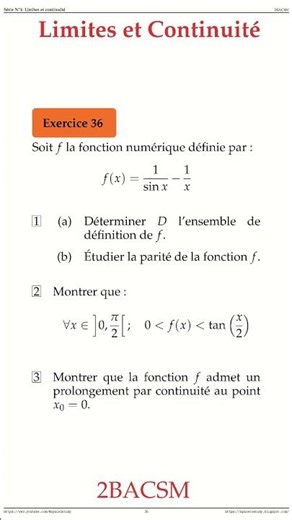 Exercice 36 Limites et Continuite 2BACSM Maths space2study M2BSMS1v11