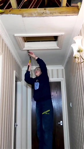 THAT SCARY MOMENT.... CUTTING INTO JOISTS FOR A LOFT LADDER KIT 😱🤣 Here's the quick version of me making our old loft hatch bigger & installing a loft ladder. This has made a massive difference in accessibility to get up in the attic for urgent maintenance work! You can watch my VERY indepth full version here if you need one too 😉 https://youtu.be/ahcxrf8PF_A?si=0fjVZykKq4GA-m9k Hope you like it, or why not share it with someone who needs one? #loftladder #loftladders #atticladder #atticladde