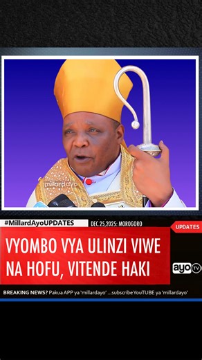 millardayo on Instagram: "Askofu wa Kanisa la Anglikana Dayosisi ya Morogoro Askofu Godfrey Sehaba amesema matukio yaliyotokea mwaka 2025 inaonesha kama Taifa linamuhitaji kumrudia Mungu ili yasijirudie tena. Askofu Sehaba ameyasema hayo baada ya kumalizika kwa ibada ya sikukuu ya Krismass ambapo amesema katika ibada hiyo ujumbe wa amani umetawala kwa kuombea Vyombo vya ulinzi na Mahakama vitende haki kwa Jamii. Amesema chombo kama Mahakama kinatakiwa kiwe na hofu ili kitende haki basi lazima am