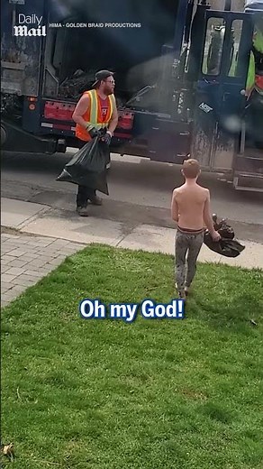 Boy plays a hilarious prank on garbage man