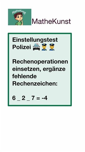Einstellungstest Polizei 👮 Rechenoperationen einsetzen #mathematik