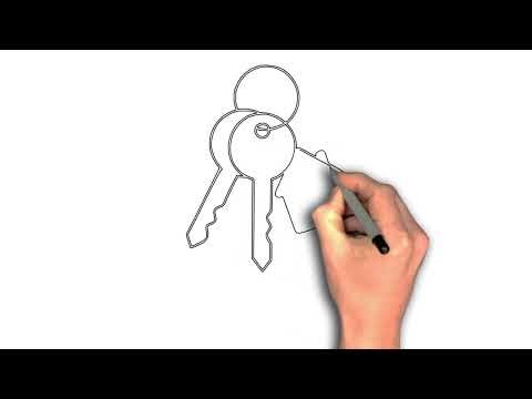 Easy to draw Keys and keychain drawing image step by step
