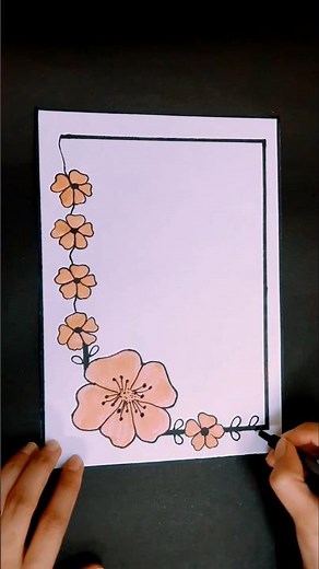 Easy border design 🌼🍂 |Flower border design for projects #shortvideo #shorts #flowers #fypシ #foryou