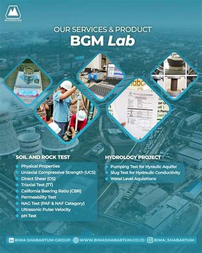 Konsultan Tambang dan Lingkungan on Instagram: "🔬 OUR SERVICES & PRODUCT – BGM Lab BGM Lab hadir sebagai laboratorium pengujian geoteknik dan hidrologi yang mendukung kegiatan pertambangan, konstruksi, dan lingkungan secara akurat, terukur, dan sesuai standar teknis. Kami melayani berbagai pengujian tanah dan batuan (Soil & Rock Test), mulai dari: • Physical Properties • Uniaxial Compressive Strength (UCS) • Direct Shear (DS) • Triaxial Test (TT) • California Bearing Ratio (CBR) • Permeability