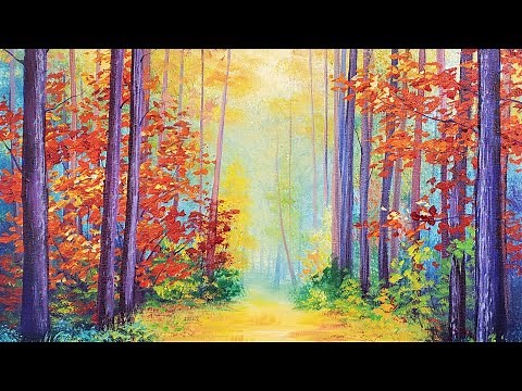 Colorful Autumn Trees Acrylic Painting LIVE Tutorial