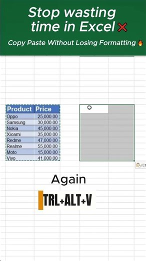 Excel Smart Copy Paste Trick Keep Formatting 🔥