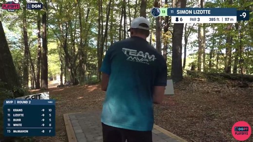 What a scramble from Simon Lizotte 🍳 Lizotte saves par on Hole 6 and is currently one stroke off of the lead | Disc Golf Pro Tour
