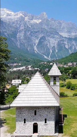 Albanian Alps Magic 🏔️ Theth’s Iconic Church View!