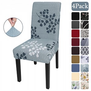 OKKEEY Dining Chair Covers Set of 4, Gray Stretch Slipcovers - Washable Parson Seat Covers for Dining Room, Living Room & Kitchen
