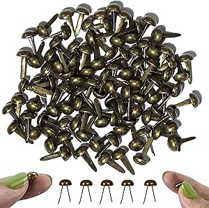 Paper Fasteners 100pcs for Crafts Small Metal Brass Brads DIY Button Bronze Mini Round Head Pins Scrapbooking Journals School Project Supplies Decorative Arts Sets 6x10mm by CATaireen