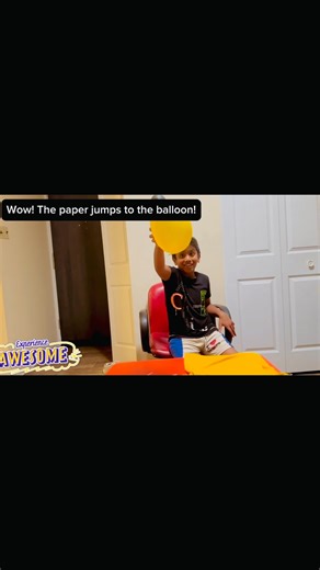 🎈⚡Make magic with a balloon!⚡🎈 No batteries, just static fun! 😄✨ “Take a balloon and a dry cloth — like a wool sweater or cotton T-shirt. Rub the balloon on the cloth for about 10 seconds… Now bring it close to small paper bits. Wow! The paper jumps to the balloon!” ⚡ Explanation: “When you rub the balloon on the cloth, it collects tiny invisible particles called electrons. That gives the balloon an electric charge! The paper doesn’t have that charge, so it gets attracted — that’s called stat