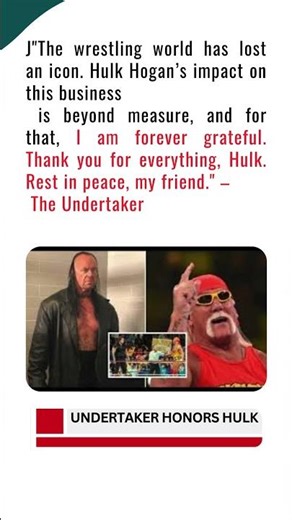 A Legend Mourns Another - UNDERTAKER’s Heartfelt Tribute to Hulk Hogan