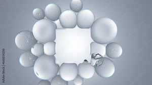 CGI bubbles attached to a white square