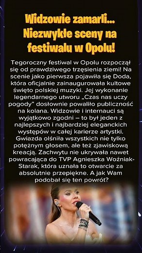 Niesamowity powrót Dody! Ten występ w Opolu przejdzie do historii #opole2026 #doda