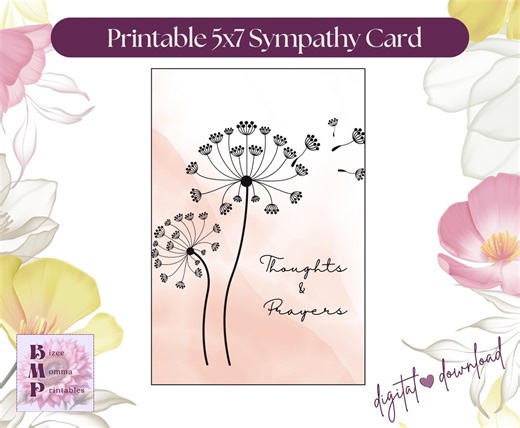 Printable Sympathy Card 5x7 | Thoughts and Prayers Card | Minimal Sympathy Card | Condolence Card | Instant Download - Etsy