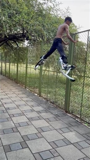 First day jumping stilts practice 🙏 ||#stilts #firstday #shorts 🫡