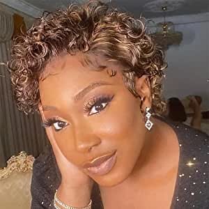 Short Curly Lace Front Wigs Human Hair 13X1 Pixie Cut Short Curlys Human Hair Wig Pixie Cut HD Lace Front Wigs Human Hair Plucked Bleached Knots Pixie Cut Wigs for Black Women (30)