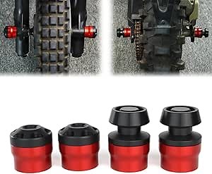 Xitomer Front Rear Axle Sliders Fit for 2024 Z500/ 2018-2024 NINJA 400/ KLX110/ Z125 PRO KLR 650 1987-2007 Frame Sliders Crash Protector with Swing Arm Bobbins (Red)