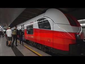 Austria, Vienna, S-Bahn S7 train night ride from Airport (VIE) to Rennweg