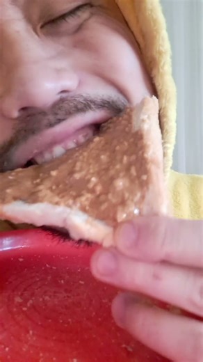ASMR Peanut Butter Sandwich eating & spoon sounds mukbang #youtubeshorts #shorts
