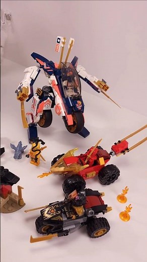 LEGO NINJAGO Sora’s Transforming Mech Bike Racer (71792) vs Kai and Ras Car and Bike Battle (71768)