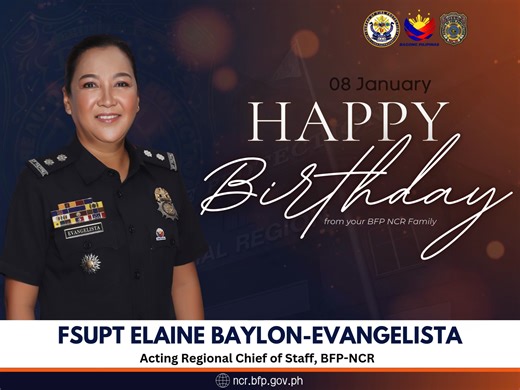 𝗛𝗮𝗽𝗽𝘆 𝗕𝗶𝗿𝘁𝗵𝗱𝗮𝘆, 𝗙𝗦𝗨𝗣𝗧 𝗘𝗟𝗔𝗜𝗡𝗘 𝗕𝗔𝗬𝗟𝗢𝗡-𝗘𝗩𝗔𝗡𝗚𝗘𝗟𝗜𝗦𝗧𝗔, 𝗠𝗮'𝗮𝗺! Your dedication, focus, and compassionate leadership as Acting Regional Chief of Staff of BFP NCR continue to inspire us all. You lead with strength and clarity, ensuring that every effort contributes to excellence, while your cheerful spirit and genuine care bring warmth and encouragement to those around you. You show us that true leadership is about guiding with purpose, uplifting kindness, and