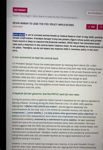 Berita internasional yang memiliki dampak revolusioner terhadap ekonomi dan keuangan global. Jerome Powell turun tanggal 15 Mei 2026, calon kandidat ketua FED dimasa depan adalah Kevin Warsh. Keputusan inkracht masih menunggu keputusan senat US sebelum akhirnya resmi menjadi ketua FED baru. Jerome Powell lebih konservatif, independen dan mengedepankan stabilitas jangka panjang. Kevin Warsh lebih agresif, fleksibel terhadap hubungan dan mengedepankan perubahan kebijakan moneter yang inovatif. Pre