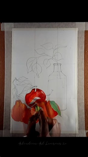 Still life oil pastels drawing features oranges and a bottle. #drawing #painting