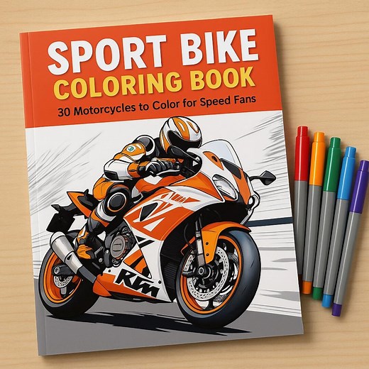 Sport Bike Coloring Book – 30 Motorcycles to Color for Speed Fans | Printable PDF - Etsy