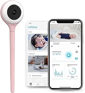 Lollipop Baby Monitor Upgraded Smart Wi-Fi Camera of True Crying Detection, Two-Way Audio, Infrared Night Vision – Ideal Gift for Baby Shower