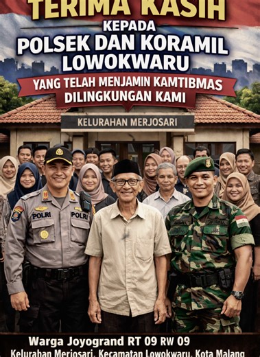 terima kasih kepada polsek dan koramil yang sudah merespon aspirasi warga. dan terima kasih kepada jenderal robet @robet.juangp87 sudah memfasilitasi. @humaslowokwaru @polrestamalangkota