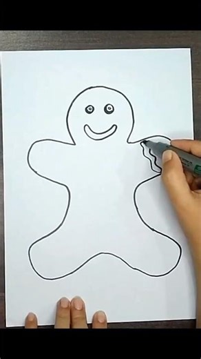 Very Easy Gingerbread Man Drawing & Coloring 🍪 #Shorts #GingerbreadMan #EasyDrawing