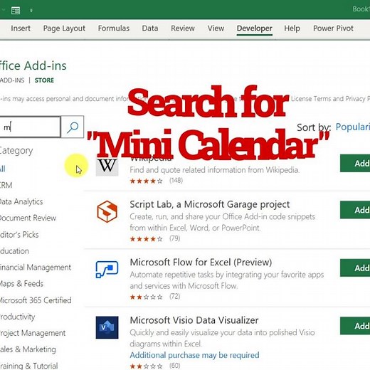 Add a mini calendar to Excel in less than 1 minute!! #shorts