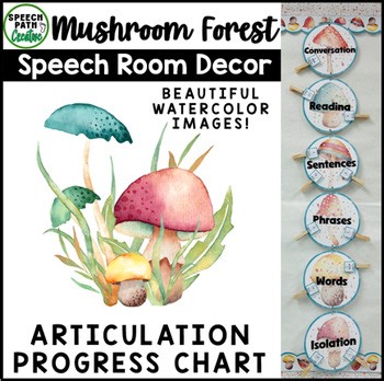 Speech Therapy Room Decor Back to School Articulation Progress Chart Mushrooms
