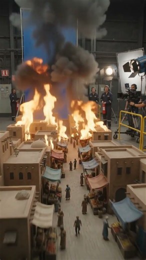 Scale Model Village Explosion Simulation! #shorts