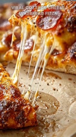 Cottage cheese blended smooth. Mix with eggs, garlic powder, and Italian herbs. Bake at 350°F for 30 minutes, then top and bake at 400°F for 8–10 minutes. This viral cottage cheese flatbread pizza turns golden and sturdy with a crispy edge, melty cheese, and bubbly pepperoni on top. Ingredients ➤ 1 cup cottage cheese ➤ 2 eggs ➤ 1/2 teaspoon garlic powder FULLL Recipe in First Cօʍʍеոτ 👇👇 | Nessy Recipes