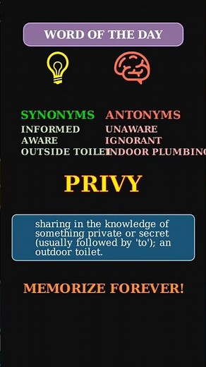 Privy: To Know a Secret or an Old Toilet 🤫🚽 A Dual-Meaning Word