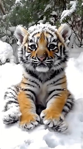 Cute Baby Tiger Playing in Snow | Adorable Tiger Cub Winter Fun!