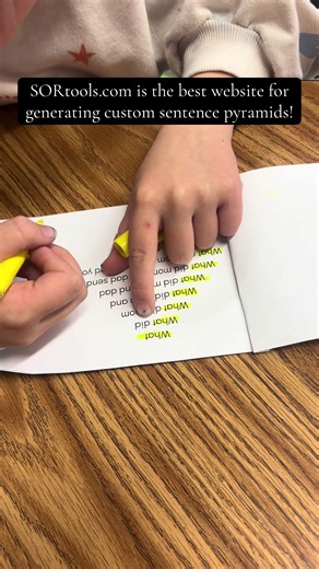 Run to this website and bookmark it because sortools.com will quickly become a favorite! I love the sentence pyramid generator tool. The best part is it is free! #reading #phonics #teachertools #heartwords #teachersoftiktok