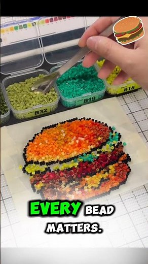 Perler Beads into a Perfect Burger #diy #creative #shorts