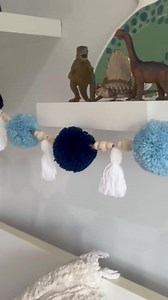 Blue and White Pom Pom Garland With Beads. - Etsy Australia