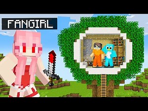 I Built a SECRET TREEHOUSE to Hide From Crazy Fan Girl in Minecraft