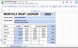 Monthly Rent Payment Ledger Template Landlord Rental Spreadsheet by Month - Etsy UK
