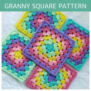 How to Crochet A Granny Square, Crochet Granny Square Pattern, Easy Granny Square Pattern, Granny Square - Classic Granny Square Pattern - Etsy UK
