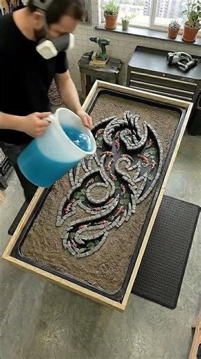 Satisfying DIY: Pouring an Epic Dragon Mosaic Epoxy Table! 🐉✨